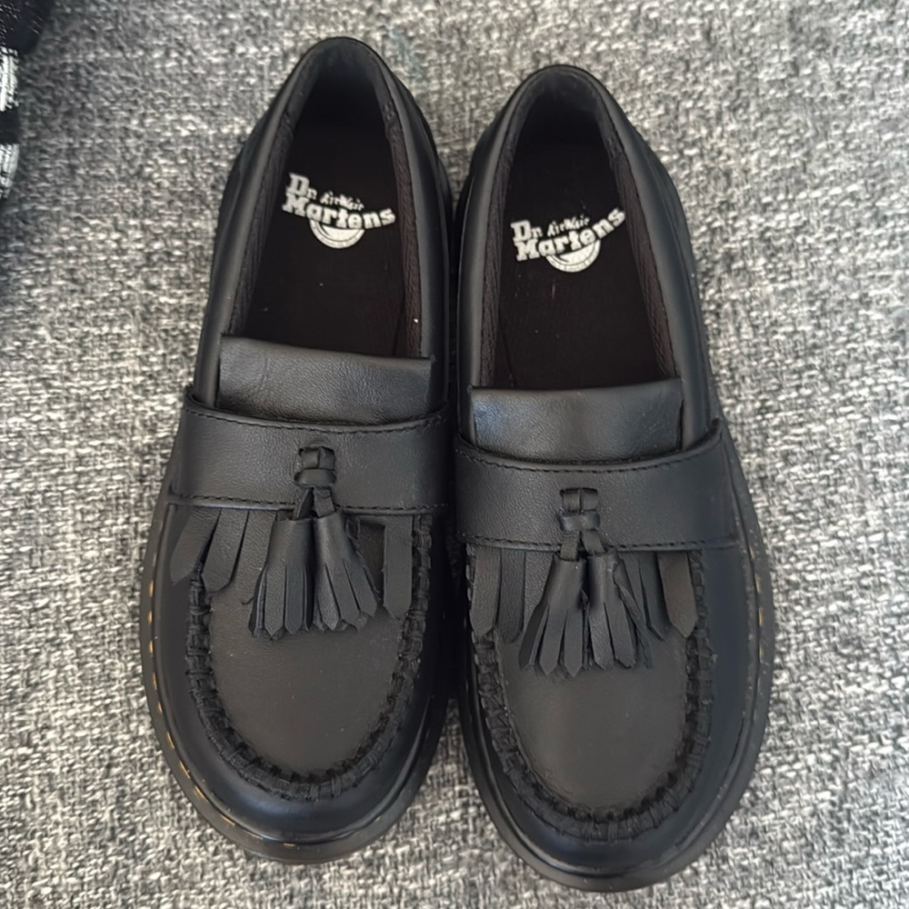 Dr. Martens Black Leather Tassel Loafers for Kids-NWOT